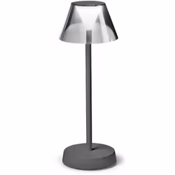 Lampe de table rechargeable avec finition blanc, gris, noir ou café. Base en plastique. Cadre en métal. Diffuser en matière p ...
