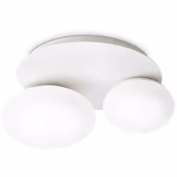 Base en métal enduit ou plaqué en poudre. Diffusers en verre blanc, soufflé et acide. Finitions: laiton blanc ou satin. L 360 ...