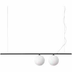 Cadre en brique et métal. Diffusers en verre blanc, soufflé et acide. Câble électrique en teflon transparent. Finitions: noir ...