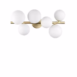 Plafonnier - Ideal Lux - PERLAGE - 6 lumières - Laiton - Abat-jour en verre blanc