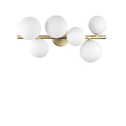 Plafonnier - Ideal Lux - PERLAGE - 6 lumières - Laiton - Abat-jour en verre blanc