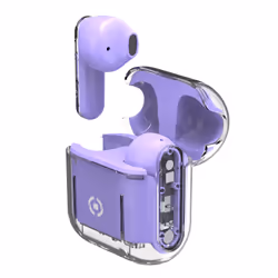 Celly SHEER, True Wireless Stereo (TWS), Appels/Musique, 100 g, Casque, Transparent, Violet
