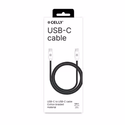Celly USBCUSBCCOTTBK câble USB 1,5 m USB C Noir, Blanc