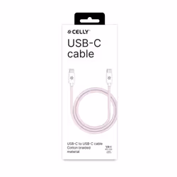 Celly USBCUSBCCOTTPK câble USB 1,5 m USB C Rose, Blanc