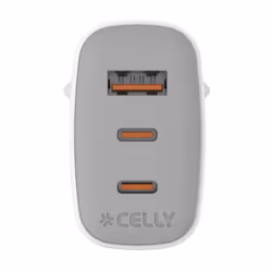 Celly UPTC1USB2USBC65 chargeur d'appareils mobiles Smartphone, Tablette, téléphone Blanc USB Intérieure