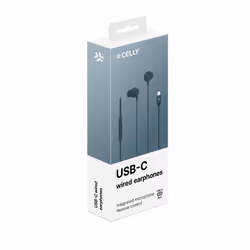 Celly UP1600TYPECBL écouteur/casque Avec fil Ecouteurs Appels/Musique USB Type-C Bleu