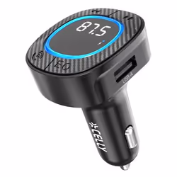 Celly CARTRASMITTERBK, FM, 87,5 - 108 MHz, Bluetooth/USB, USB Type-A, USB Type-C, Allume-cigare, 12 - 24 V