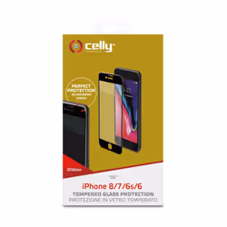 Celly 3D Glass, Apple, iPhone 8/7/6S/6, Résistant aux rayures, Noir, Transparent, 1 pièce(s)