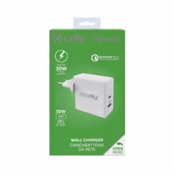 Celly TCUSBC30WWH chargeur d'appareils mobiles Universel Blanc Secteur Charge rapide Intérieure