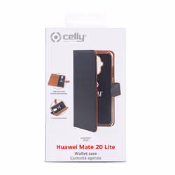 Celly WALLY793, Étui avec portefeuille, Huawei, Mate 20 lite, 16 cm (6.3"), Noir, Marron