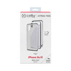 Celly Attraction - iPhone Xs/X 5.8" Housse Argent, Transparent