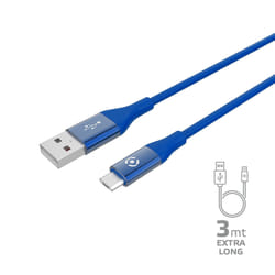 Celly USBMICROCOL3MBL câble USB 3 m USB A Micro-USB B Bleu