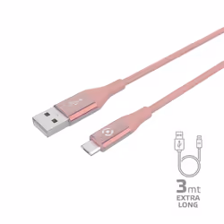 Celly USBMICROCOL3MPK, 3 m, USB A, Micro-USB B, Rose