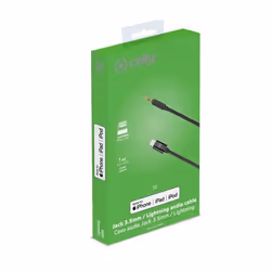 Celly USBLIGHT35MMBK câble de téléphone portable Noir 1 m 3,5mm Lightning - Vue supplémentaire 5
