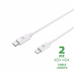 Celly USBLIGHTC2MWH, 2 m, Lightning, USB C, Mâle, Mâle, Blanc