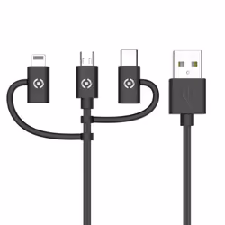 Celly USB3IN1BK, 1 m, USB A, Micro-USB B, USB 2.0, Noir