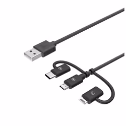 Celly USB3IN1BK câble USB 1 m USB 2.0 USB A Micro-USB B Noir