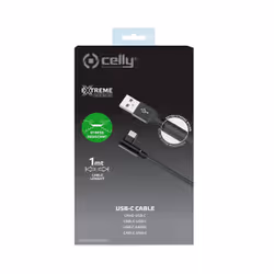Celly USBTYPECLSHBK câble USB 1 m USB A USB C Noir