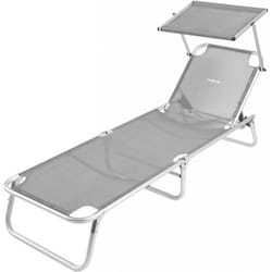 Lit de plage - BRUNNER - Malibu - Gris - Pare-soleil - Dossier réglable - Pliable