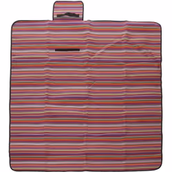 Couverture de pique-nique roulable en tissu de polyester résistant et moins de côté hydrofuge.