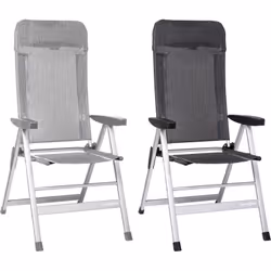 Chaise pliante à 4 pattes avec dossier inclinable de 6 positions. Caractéristiques: • Structure en aluminium • Serviette de j ...