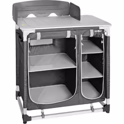 Nouvelle armoire de cuisine conception avec 2 compartiments multifonctionnels distincts. Surface de travail en aluminium. Car ...