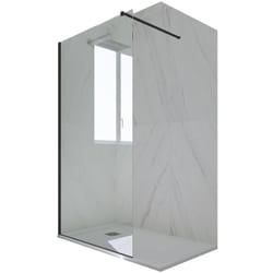 Douche italienne Walk in 110 cm paroi douche niche Noir Matt Kolors