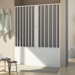 Pare baignoire en Plastique pvc modèle Delfi - FORTE - Ouverture centrale - Blanc - 170 cm H150