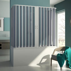 Pare baignoire de douche 3 côtés FORTE Muse 70x150x70 cm en PVC - Blanc mat - Résistant à leau