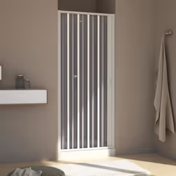 Paroi douche pliante 110 CM H185 en Plastique PVC modèle Aura - FORTE - Blanc - Réversible - Fumé
