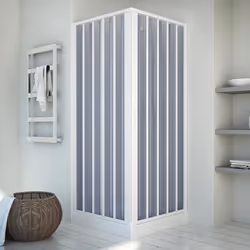 Cabine douche carrée FORTE Energy Centrale 70x70CM en PVC laqué blanc avec ouverture centrale et portes pliantes