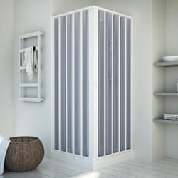 Cabine douche carrée FORTE Energy Centrale 70x70CM en PVC laqué blanc avec ouverture centrale et portes pliantes