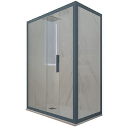 Forte - Cabine parois douche coulissante 80x100 Bleu Navy Deco Duo