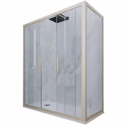 La nouvelle gamme de Cabines douche faites de résine et verre tempré de 6mm c'est strictement MADE IN ITALY. La combinaison i ...