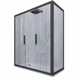 La nouvelle gamme de Cabines douche faites de résine et verre tempré de 6mm c'est strictement MADE IN ITALY. La combinaison i ...