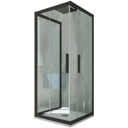 Forte - Parois douche 3 côtés 70x70 coulisse Noir Matt Kolors Trio