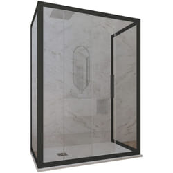 Forte - Parois douche 3 côtés 90x140 coulisse Noir Matt Deco Trio