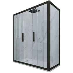 Forte - Cabine parois douche coulissante 75x160 Noir Matt Glam Duo