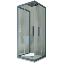 Parois douche 3 côtés 80x80 coulisse Bleu Navy Kolors Trio