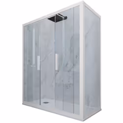 La nouvelle gamme de Cabines douche faites de résine et verre tempré de 6mm c'est strictement MADE IN ITALY. La combinaison i ...
