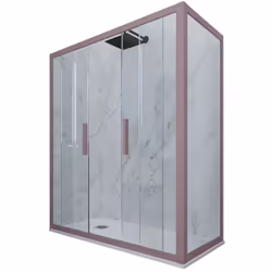La nouvelle gamme de Cabines douche faites de résine et verre tempré de 6mm c'est strictement MADE IN ITALY. La combinaison i ...