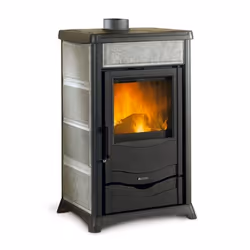 La Nordica Rossella Plus, Pose libre, Noir, Gris, Fonte, pierre, Bois de chauffage, 229 m³, 80,9%