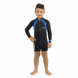 Combinaison de Natation - Cressi - Shorty Enfant - Noir/Bleu - Manches Longues - UPF 50+
