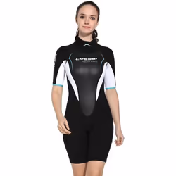 Cressi Altum Lady Combinaisons Shorty Femme Premium Néoprène 3 mm Noir/Blanc/Aquamarine Medium - XLV436053