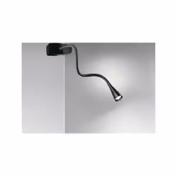 Lampadaire de table flexible en plastique noir et métal avec pince. Circuit LED inclus, 3W Température de couleur 3000°K, lum ...