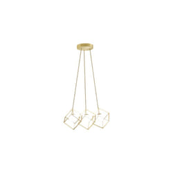 Perenz - Lampe à suspension cube en métal couleur or mat 3 lampes G9