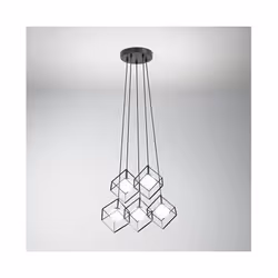 Lustre LED suspendu moderne Cube par Perenz. Hauteur réglable jusqu'à 200 cm. Lustre à suspension LED à 5 ampoules avec douil ...