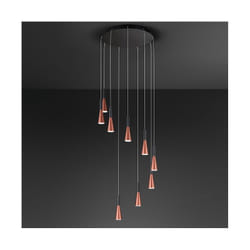 Perenz - Lustre suspendu cone Or-rose noir mat 9x7W 3000K