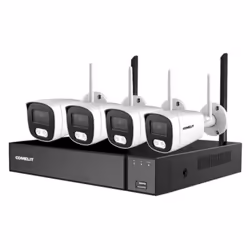 Kit Wi-Fi préprogrammé Comelit, composé de : 1 pièce enregistreur vidéo NVR avec disque dur de 1TB spécifique pour la vidéosu ...