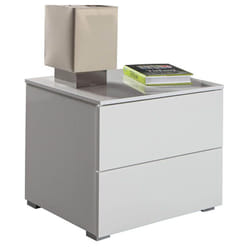 Composad - Table de chevet blanche moderne avec 2 tiroirs